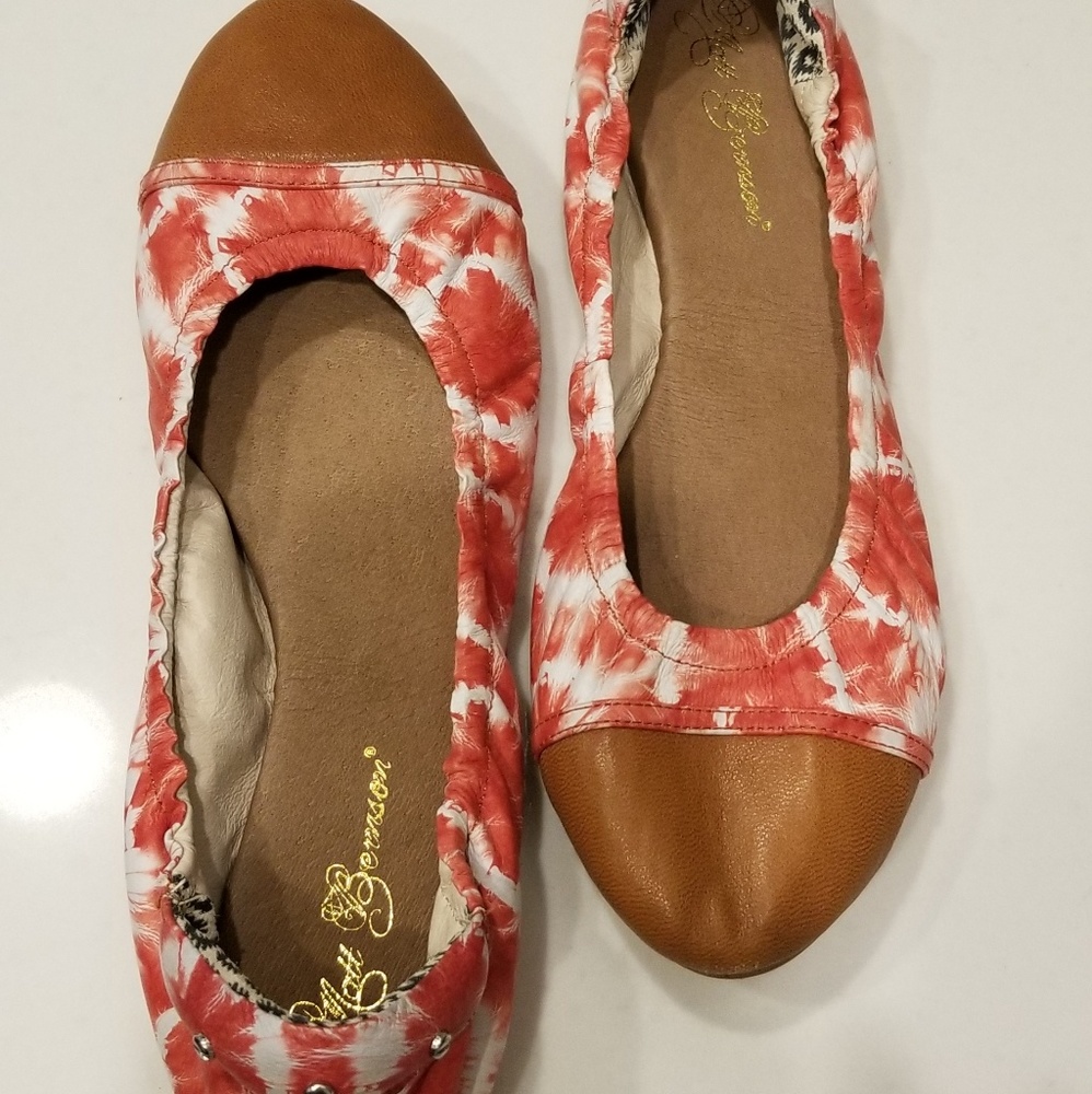 Leather ballet flats. Never worn.
